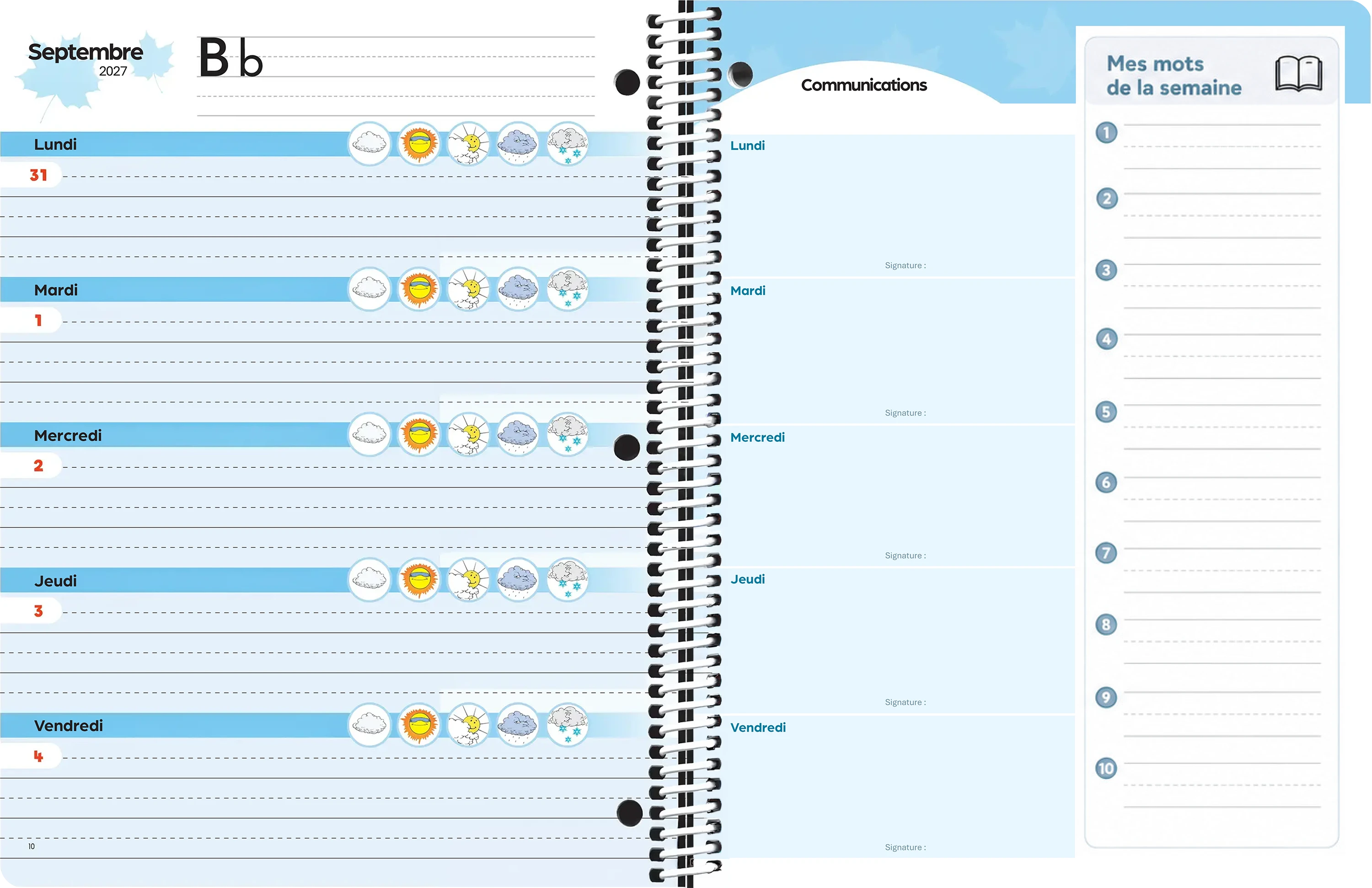 Prototype de la semaine de l’agenda primaire 1-2